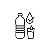 Drinking enough water icon outline collection in black and on white background vector