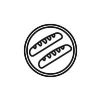 French bread icon outline collection in black and on white background vector