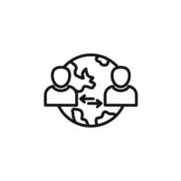 Globalization icon outline collection in black and on white background vector