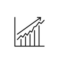 Growing graph Icon outline collection in black and on white background vector