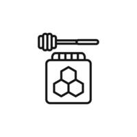 Honey jar with dipper icon outline collection in black and on white background vector