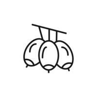 Jujube icon outline collection in black and on white background vector