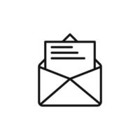 Mail message icon outline collection in black and on white background vector