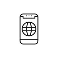 Mobile Internet icon outline collection in black and on white background vector