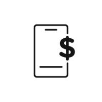 Mobile Bank icon outline collection in black and on white background vector