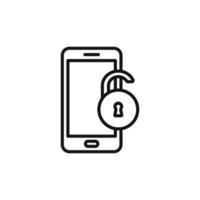Mobile Unlock icon outline collection in black and on white background vector