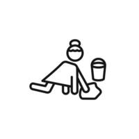 Mopping floors icon outline collection in black and on white background vector