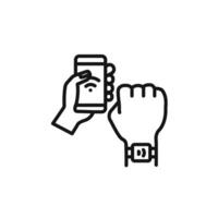 NFC bracelet connected icon outline collection in black and on white background vector