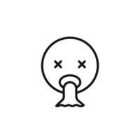 Nausea icon outline collection in black and on white background vector