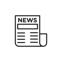 Newspaper icon outline collection in black and on white background vector