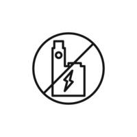 No Electronic Vaping icon outline collection in black and on white background vector