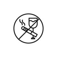 No alcohol and cigarettes icon outline collection in black and on white background vector