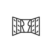 Open windows icon outline collection in black and on white background vector