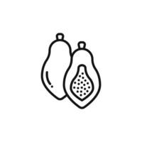 Papaya icon outline collection in black and on white background vector