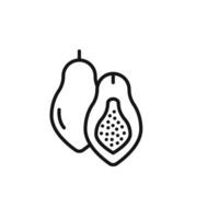 Papaya icon outline collection in black and on white background vector