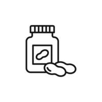 Peanut butter icon outline collection in black and on white background vector