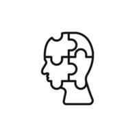 People head with puzzles icon outline collection in black and on white background vector