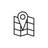 Pin on a map icon outline collection in black and on white background vector