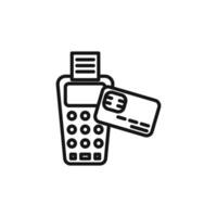 Payment terminal icon outline collection in black and on white background vector