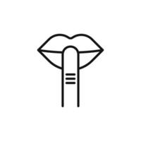 Please do quite pssst icon outline collection in black and on white background vector