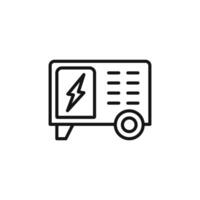 Portable power generator icon outline collection in black and on white background vector