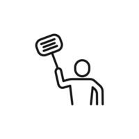 Protest banner in hand icon outline collection in black and on white background vector