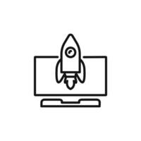 Rocket Spaceship Startup icon outline collection in black and on white background vector