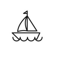 Sailboat icon outline collection in black and on white background vector
