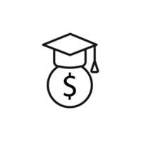 Scholarship icon outline collection in black and on white background vector