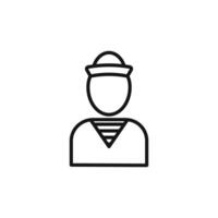 Sailor icon outline collection in black and on white background vector