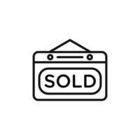 Sold icon outline collection in black and on white background vector