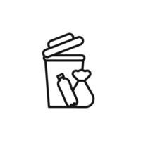 Solid waste icon outline collection in black and on white background vector