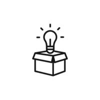 Think out of box idea icon outline collection in black and on white background vector