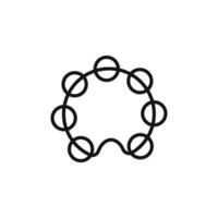 Tambourine icon outline collection in black and on white background vector