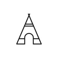 Teepee icon outline collection in black and on white background vector