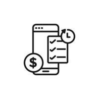 Transaction history icon outline collection in black and on white background vector