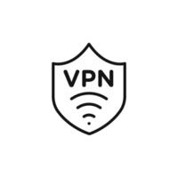 VPN icon outline collection in black and on white background vector