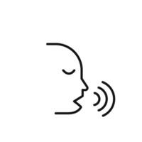 Voice recognition icon outline collection in black and on white background vector