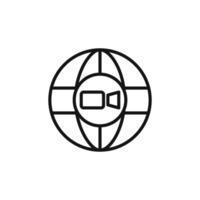 chat conference icon outline collection in black and on white background vector
