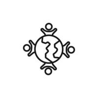 World population icon outline collection in black and on white background vector