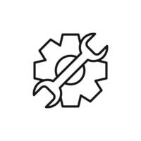 Wrench icon outline collection in black and on white background vector