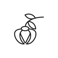 Ylang ylang icon outline collection in black and on white background vector