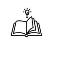 book with bulb icon outline collection in black and on white background vector