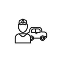car driver icon outline collection in black and on white background vector