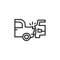 car side crash icon outline collection in black and on white background vector