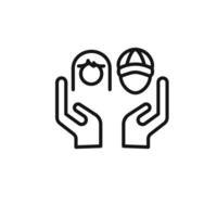 child protect icon outline collection in black and on white background vector