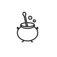 cauldron icon outline collection in black and on white background vector