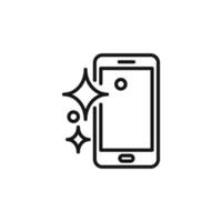 clean phone glass icon outline collection in black and on white background vector