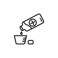 cough syrup icon outline collection in black and on white background vector