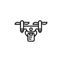 drone delivery icon outline collection in black and on white background vector